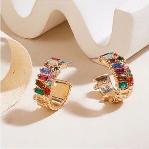 New! Mallorca Gold Multicolor Hoop Earrings (3012) NWOT